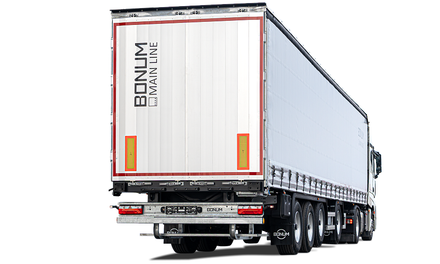 Curtain semi-trailer 13,62 m with outrigger axle for transporting steel rolls