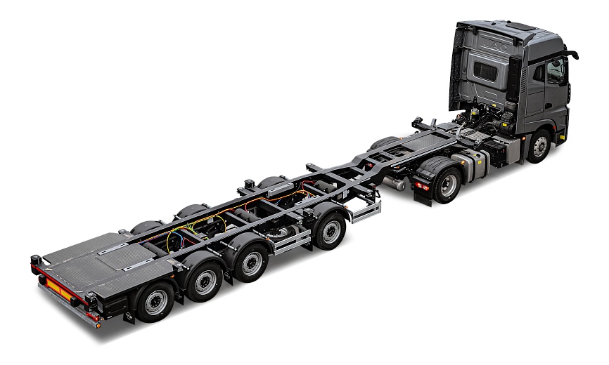 A universal container ship with outrigger axle