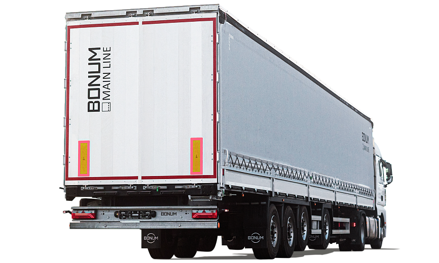 Curtain-side semi-trailer 16,52 m with outrigger axle